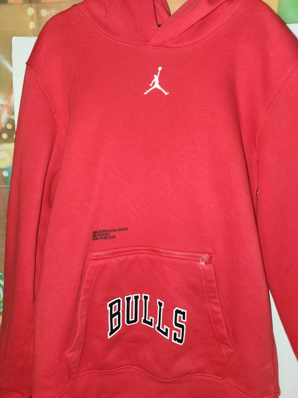 Jordan Red Bulls Pullover Hoodie with White Jumpman